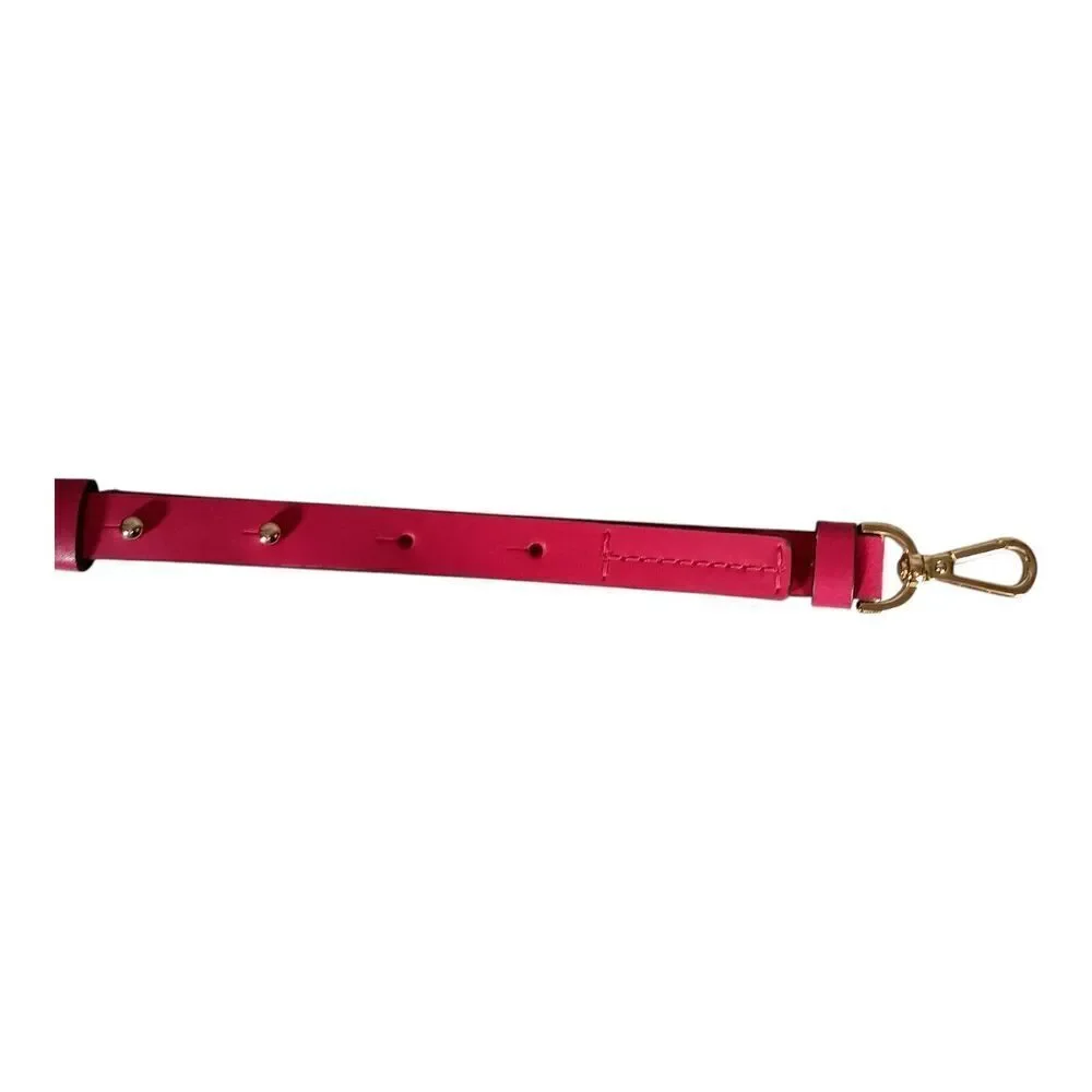Michael Kors Replacement Shoulder Strap  & 2 Gold Bag Charm Fuchsia Pink Leather